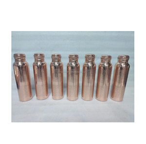 Authentic solid <b>copper</b> water <b>bottle</b> with threaded cap for safe storage and healthy <b>drinking</b> habits - Product Image 4