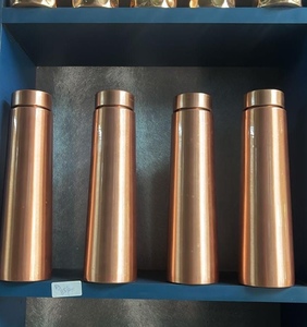 Copper Water <b>Bottle</b> With Honeycomb Texture Vacuum Insulated Thermal <b>Flask</b> For Home Use Round Design Minimalist Style - Product Image 2