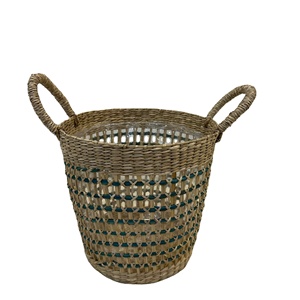 Luxury Eco-Friendly <b>Seagrass</b> Round Storage <b>Basket</b> with Nylon Multifunctional Multi-Purpose - Product Image 1