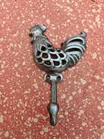 Porte-manteau mural en fonte de style antique en forme de coq, décoration murale en métal en forme d'animal, patère simple pour décoration de ferme