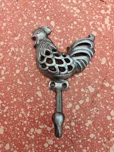 Antique Style Cast Iron Rooster Wall Hook Decorative Animal Shaped Metal Coat <b>Rack</b> Single Hanger for Farmhouse Home Decor - Product Image 3