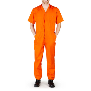 Customizable <b>Orange</b> Men's Short Sleeve Coverall <b>Overall</b> Mechanic Protective Workwear Safety Uniforms Custom Fabric Custom Logo - Product Image 6