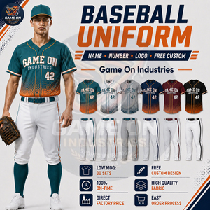 Ensemble assorti de vêtements de sport pour hommes : maillot boutonné et pantalon à passepoil, uniformes de baseball personnalisés par sublimation – Fournisseur de qualité - Product Image 6