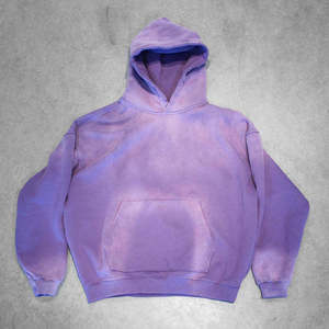 Sudadera con Capucha Extra Grande para Hombre, Color Morado Sólido, Algodón French Terry, Estilo Casual Urbano, Corte Regular, para Otoño - Product Image 1