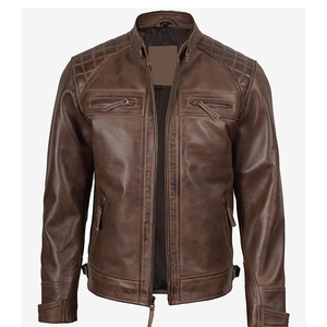 2026 OEM Hot Selling Cogan Brown Cowhide Leather Jacket For Men's Genuine 100%High Quality Low MOQ Winter Fashion <b>Heated</b> Jackets - Product Image 1