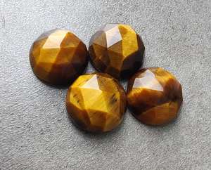 Piedra Preciosa Suelta de Ojo de Tigre Natural, Corte Redondo, Fondo Plano, Calibrada para Joyería - Product Image 6