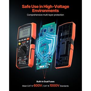 Multimetro Digitale TRMS da 6000 Conti con Auto-Range, Voltmetro DC/AC, Tester di Corrente e Resistenza per Misurazioni di Corrente e Tensione - Product Image 5