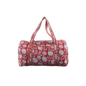 Sac de voyage léger et luxueux en coton 100% matelassé, style bohème floral fait main, imprimé indien au bloc, idéal pour les escapades de week-end - Product Image 2
