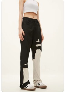 กางเกงยีนส์เดนิมผู้ชาย สีเข้ม/สีต่างๆ ผ้าหนา 100% คอตตอน ทรงหลวม ขาตรง ยาวเต็มตัว ระบายอากาศได้ดี สไตล์ฮิปฮอป รับผลิตตามแบบ OEM - Product Image 5