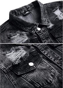 Blouson en jean tendance pour homme, coupe-vent et respirant, col montant, style déchiré, haute qualité - Boomlet Corporation - Product Image 4