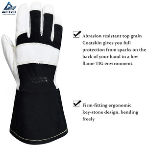 With Extended Cuff Premium Two-Tone Leather Safety <b>Gloves</b> Reinforced Palm Design for Industrial Maintenance and Heat Resistance - Product Image 4