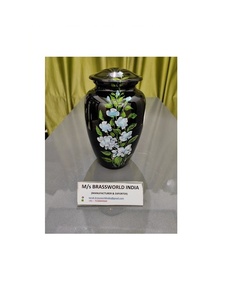 Urna Funeraria Clásica Negra Pintada a Mano de Aluminio Estilo Americano para Adultos de Brassworld India - Product Image 1