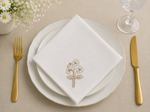 White Floral Embroidered <b>Cloth</b> Napkin Square Dinner <b>Table</b> Napkin Decorative Dining <b>Linen</b> for Wedding Party - Product Image 3