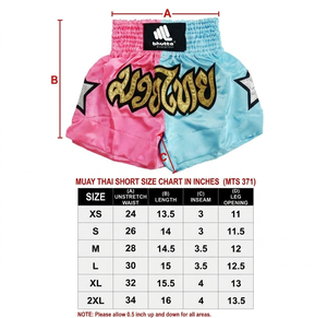 Custom Two-Tone Pink Blue Satin Muay Thai <b>Shorts</b> Golden Embroidery Custom Logo 100% Polyester Breathable Unisex <b>Kick</b> <b>Boxing</b> - Product Image 5