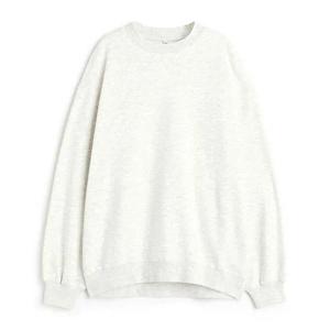 Sudadera Oversize de Cuello Redondo para Mujer, Color Sólido, Manga Larga, Hombros Caídos, 100% Algodón Tejido, Transpirable, para Otoño - Product Image 4