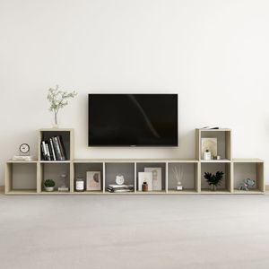 5 pezzi di legno bianco e Sonoma rovere ingegnerizzato TV Set mobile per soggiorno - Product Image 1
