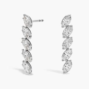 ต่างหูเพชรทรงมาร์คีส์เพาะเลี้ยงในห้องปฏิบัติการ รับรองโดย IGI ทองคำ 14K สีเหลือง ดีไซน์เพชรแนวตั้ง เหมาะสำหรับงานแต่งงาน เครื่องประดับหรูหรา - Product Image 1