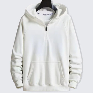 Custom <b>Men</b> <b>Half</b> <b>Zip</b> Hoodie Fashionable Loose Fit Solid Color Hooded <b>Sweatshirt</b> Casual Daily Wear Outdoor Activity Pullover Tops - Product Image 4