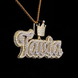 Collar con Colgante de Nombre Personalizado con Incrustaciones de Moissanita Tania, Plata de Ley 925, Estilo Hip Hop, Letra Personalizada - Product Image 2