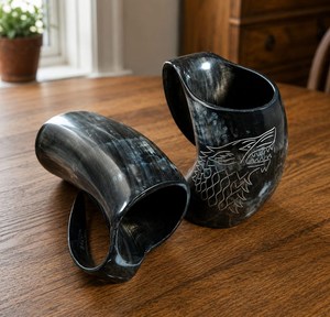 Jarra de Cuerno Natural Vikinga para Beber Vino o Cerveza, Diseño Vintage Ecológico, Ligera, Regalo Empresarial para Fiestas y Bodas - Product Image 5