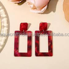 <b>Gold</b> Geometric Epoxy Resin Drop Dangle Earrings Women Fashion Jewelry Tortoiseshell Buckle <b>Swimsuit</b> Bikini Connectors Wholesale - Product Image 6