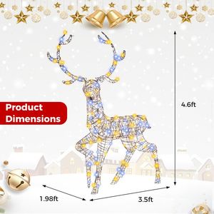 Renna di Natale Pre-Illuminata di 1,4 Metri con 170 Luci LED Fredde e Calde per Decorazioni Festive - Product Image 5
