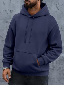 Sweat à capuche polaire pour homme, uni, personnalisable, épais, avec poche kangourou, 100% coton mélangé, coupe décontractée - Product Image 3