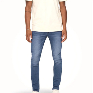 Jeans en denim mi-taille pour homme de haute qualité, fabriqués directement par le fabricant, en coton confortable, coupe décontractée et ample, taille haute - Product Image 1