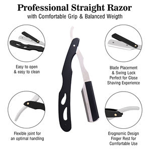 Navaja de Afeitar Recta de Alta Calidad para Hombre, de Acero Inoxidable, Portátil, Recargable, con Cuchilla Intercambiable para Cejas y Barba - Product Image 5