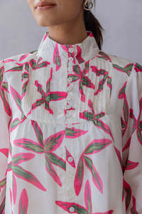 Vestido Maxi con Estampado Floral, Cuello Alto, Manga Abullonada, Corte Holgado, Informal, de Verano para Mujer, Tejido Transpirable - Product Image 3