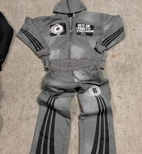 Conjunto Deportivo de Forro Polar Vintage para Hombre, con Logotipo Personalizado, para Invierno, con Mangas a Rayas, Cintura Elástica, de Algodón, Secado Rápido y Transpirable - Product Image 2