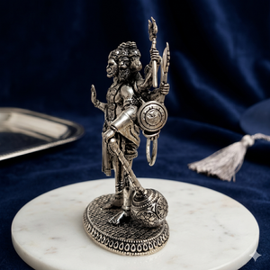 Murti de Hanuman Panchmukhi Plateado en Plata para Protección, Fuerza y Bendiciones, Hecho a Mano - Product Image 5