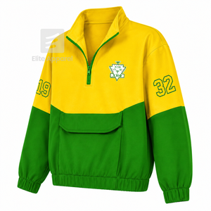 เสื้อพูลโอเวอร์คอซิปแบบสั้นสีเขียวและเหลือง ปักโลโก้ สำหรับสตรี  ชุดลำลองสไตล์กรีก  ของชมรมนักศึกษาหญิงชื่อ Chi Eta Phi - Product Image 2