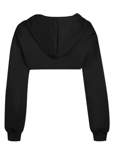 Sudadera con Capucha Corta Personalizada de Última Moda para Mujer, Diseño Sólido con Estampado Tie Dye, Sudadera Corta con Logotipo Estampado en la Parte Delantera - Product Image 3