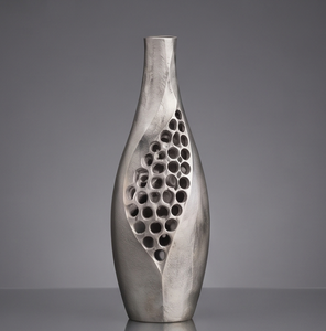 Jarrón Metálico Plateado Contemporáneo con Diseño Único de Burbujas Perforadas, Maceta Alta para Flores, Decoración de Interiores para Sala de Estar, Suministro al por Mayor - Product Image 3