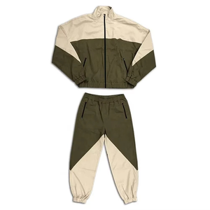 Conjuntos de cortavientos de diseño personalizado para adultos, color marrón, con cremallera, manga larga, ropa informal, trajes cortavientos. - Product Image 6