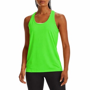 Women's Solid Green Breathable Knitted Tank Top Sporty Style Regular Length 100% Polyester - Product Image 3