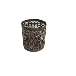 Porte-bougie décoratif en métal ajouré, lanterne cylindrique géométrique pour bougies chauffe-plat - Product Image 1