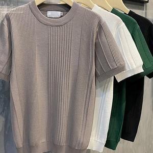 Nouvelle collection Printemps-Été : T-shirt homme personnalisé en soie glacée fine, blanc, à porter seul, à prix réduit - Product Image 4