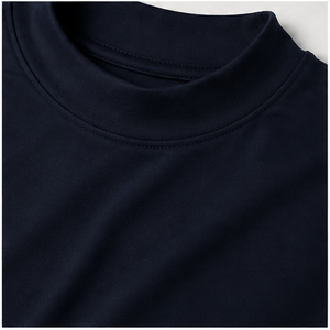 Damen Dunkelblaues Mock-Neck Langarm Relaxed Longline T-Shirt WTS-0020 - Product Image 6