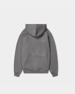 Men's Grey Hooded <b>Sweatshirt</b> Regular Fit Solid Color Casual French Terry Knitted Autumn Wear - Product Image 2