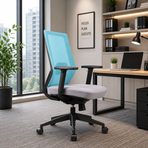 เก้าอี้สำนักงาน KINSHA รุ่น Executive Ergonomic ผ้าหุ้มพนักพิงกลาง ดีไซน์ทันสมัย ปรับความสูงได้ หมุนได้ด้วยระบบไฟฟ้า ฐานโลหะ - Product Image 1
