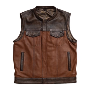 Chaleco de Motociclista Unisex de Cuero Genuino, Chaleco de Motocicleta Vintage de Piel de Vaca, Chaqueta sin Mangas Transpirable e Impermeable para Invierno, Personalizable - Product Image 1