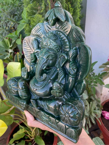 Estatua de Ganesha de Jade Verde Natural Tallada a Mano, Ídolo del Dios Hindú, Decoración Espiritual para el Hogar, Regalo para Altar de Meditación, Proveedor Mayorista - Product Image 4