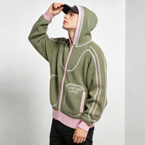 Sudadera con Capucha para Hombre, Moderna, 100% Algodón, Forro Polar de Invierno, Logotipo Personalizado Bordado, Ribete Trenzado, Bolsillo Extra Grande, Ecológica, Estilo Vintage - Product Image 4