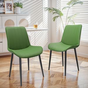 Set di Sedie da Pranzo in Pelle PU Verde Oliva con Motivo a Onde, Senza Braccioli e Gambe in Metallo per Cucina e Ristorante - Product Image 5