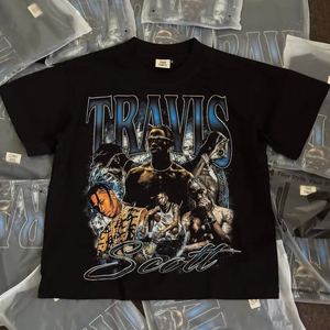 เสื้อยืดผู้ชายลายพิมพ์เพชรเทียมสไตล์ฮิปฮอปสตรีทแวร์ทรงโอเวอร์ไซส์ผ้าฝ้ายสำหรับฤดูร้อน  รับสั่งทำเสื้อยืดลายกราฟิกตามแบบส่วนตัว - Product Image 4