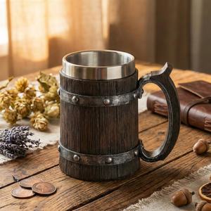 Rustic Wooden Coffee Mug <b>Reusable</b> Wood Beverage <b>Cup</b> - Product Image 2
