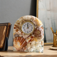 MPLVN DHB01 Horloge de bureau mécanique à aiguilles carrées en coquille naturelle, style Art Déco, vintage, pour bureau, fabriquée au Vietnam, Fête du Poisson d'avril