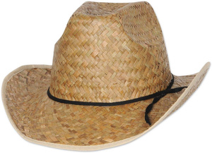 Chapeaux de cowboy en paille tissée en gros avec sangle de menton et bordure en tissu, ruban personnalisable avec logo, de l'usine vietnamienne SAFIMEX - Product Image 3
